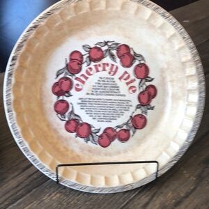 vintage royal china cherry pie plate w/ recipe 11” made in USA